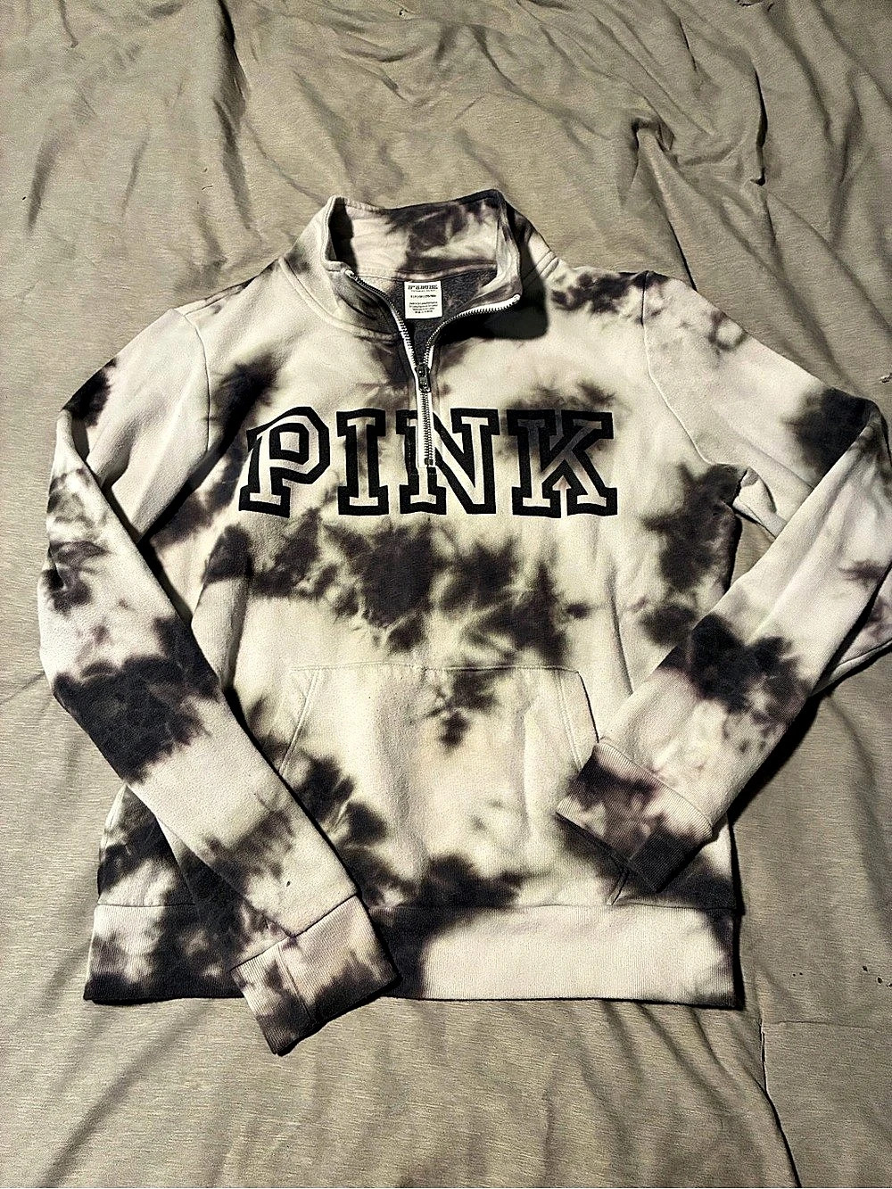 PINK Tie-Dye Quarter-Zip Size Small